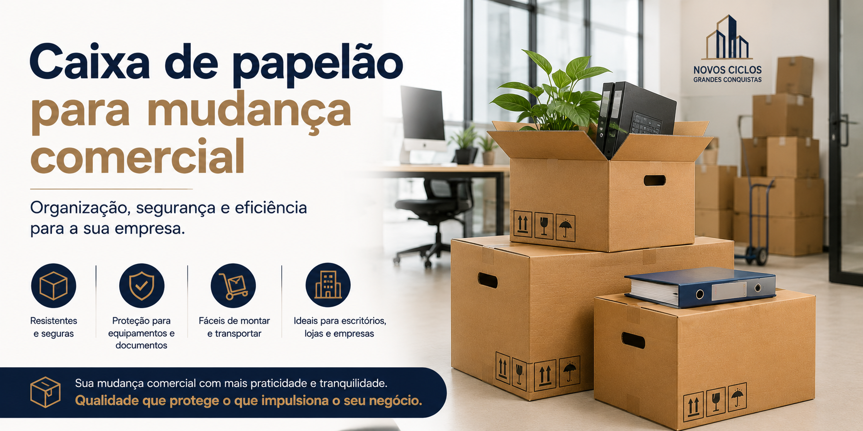 Caixa de papelão para mudança comercial
